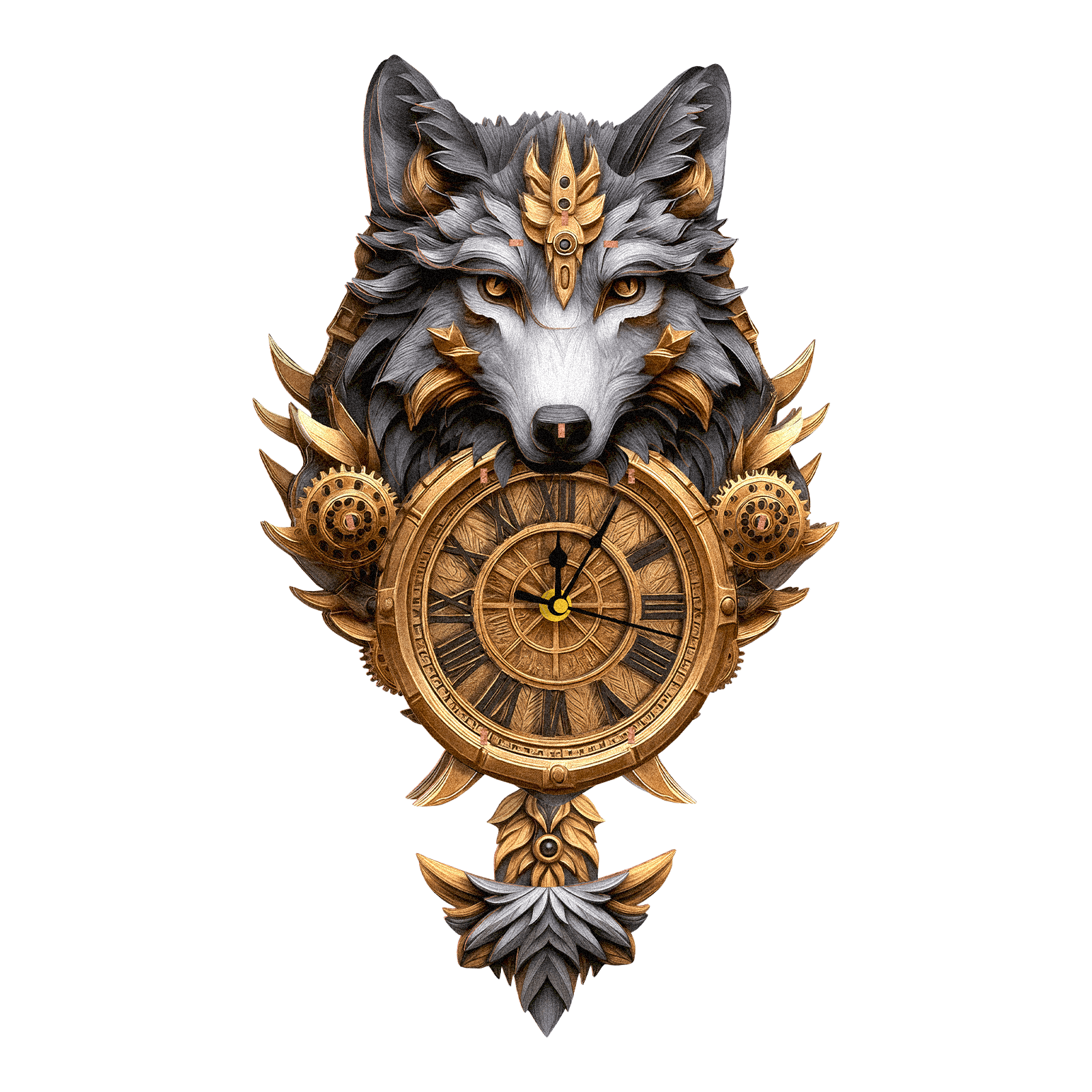 Gray Wolf– DIY Wooden Clock, 3D Puzzle Craft Kit