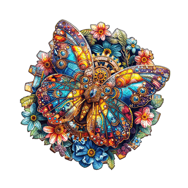 gear butterfly Wooden Jigsaw Puzzle