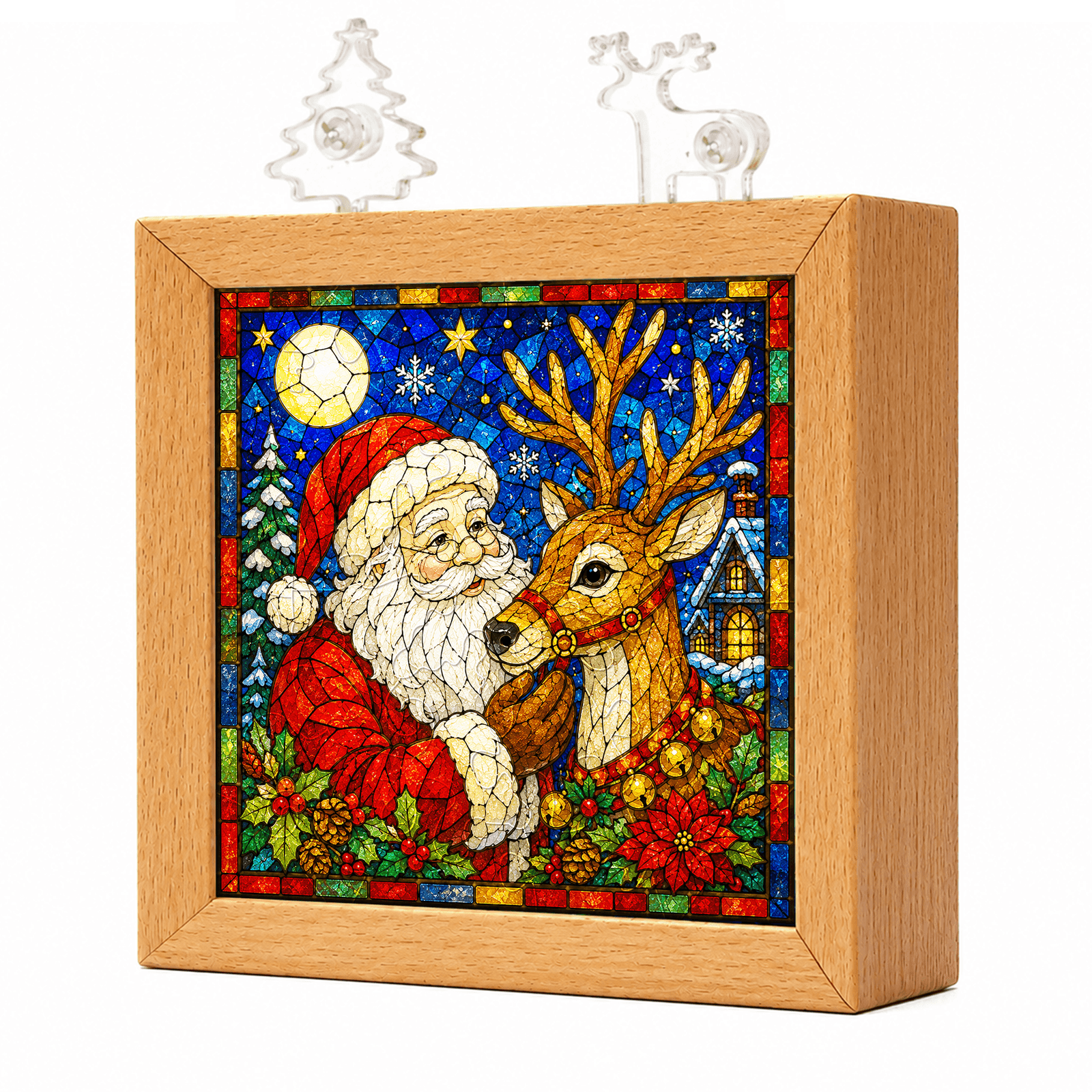 Acrylic Puzzle Night Light - Santa Claus and Reindeer