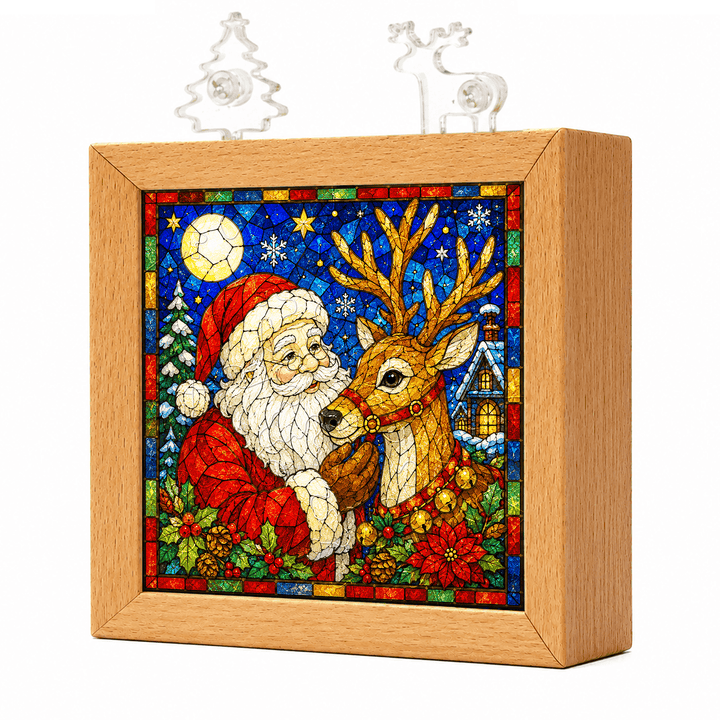 Acrylic Puzzle Night Light - Santa Claus and Reindeer
