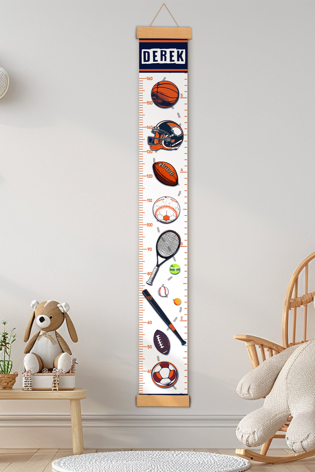 Sports Theme Ruler Personalized Sports Theme Hanging Canvas Height Ruler – Woodbests