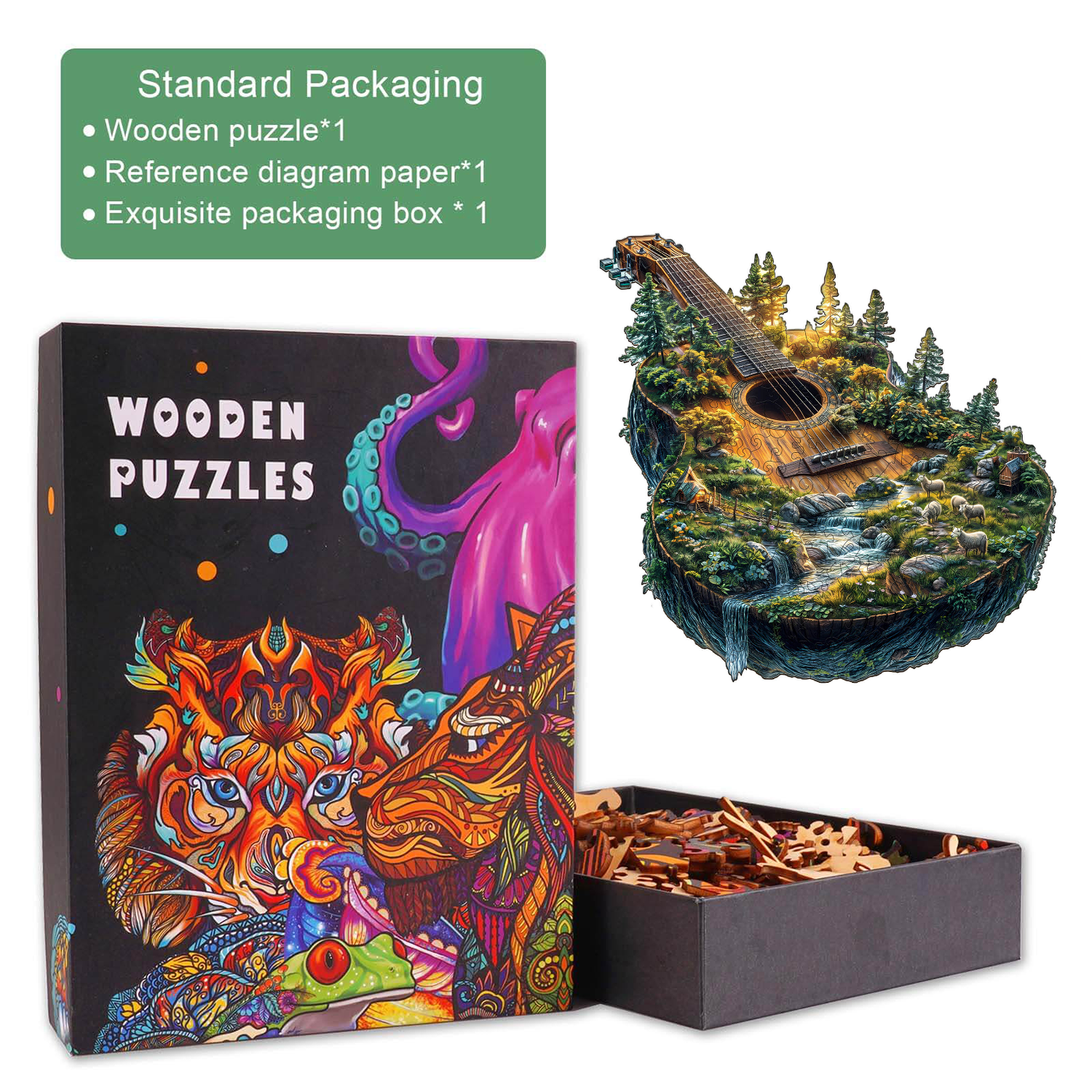 Forest guitar Wooden Jigsaw Puzzle