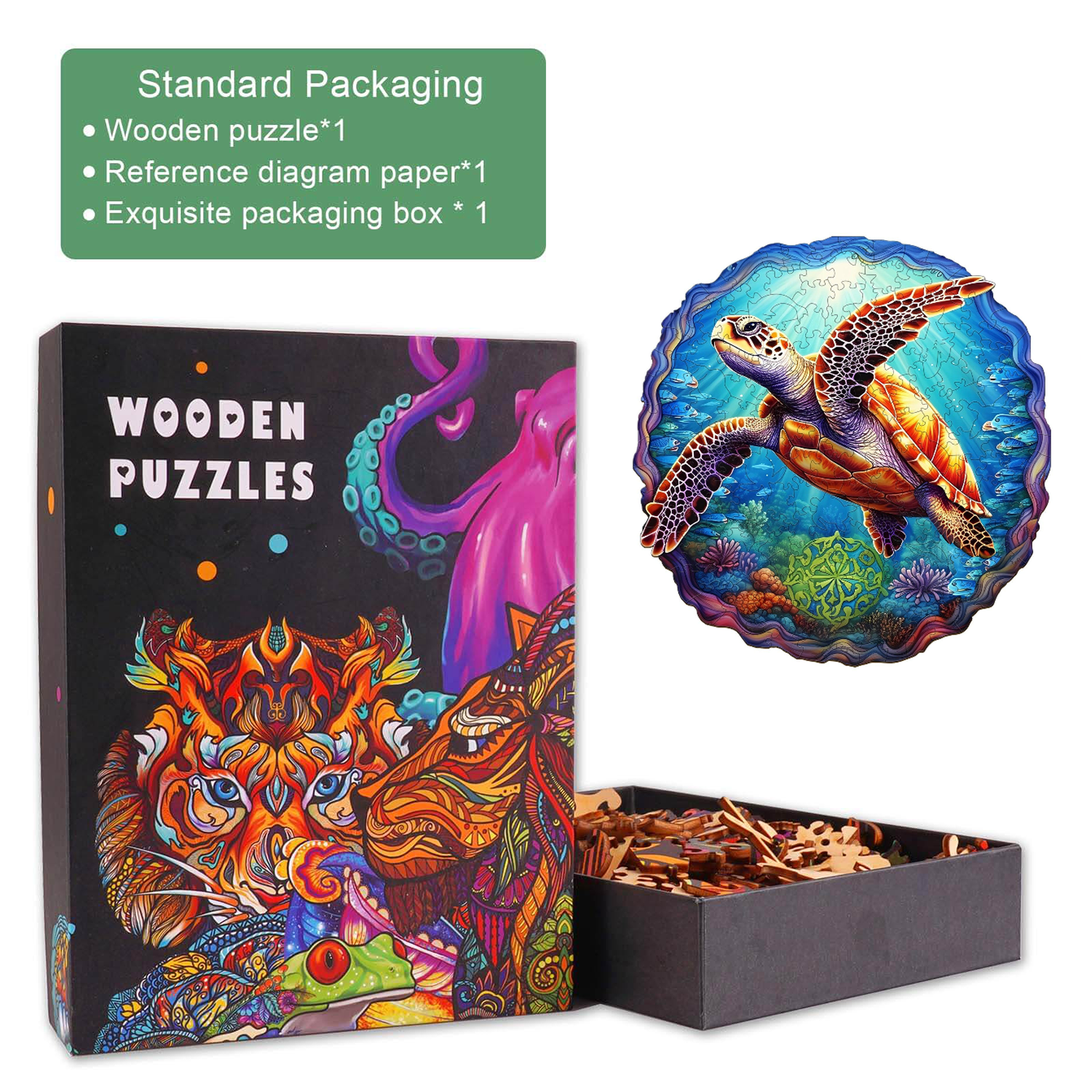 Tiefsee-Schildkröten -1 Holzpuzzle
