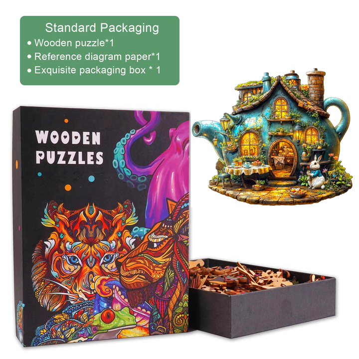 Rabbit's teapot Wooden Jigsaw Puzzle
