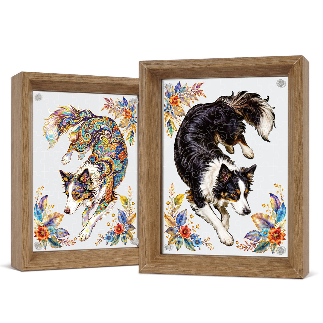 Double Sided Acrylic Jigsaw - Kaleidoscopic Puppy