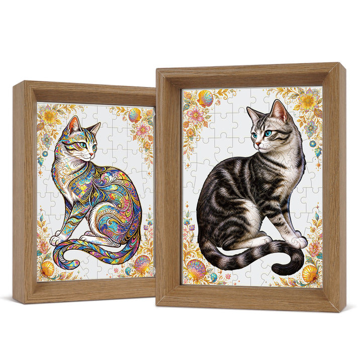 Double Sided Acrylic Jigsaw - Colorful Tabby