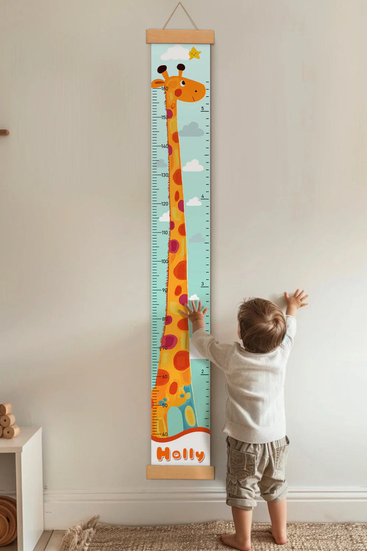 Règle de hauteur personnalisée en toile suspendue avec girafe pour la croissance