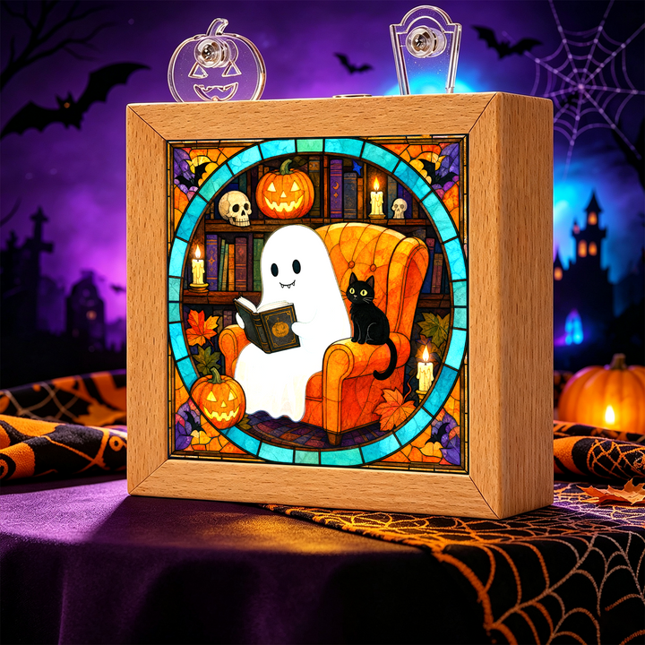 Acrylic Puzzle Night Light -Ghost Cat Reading
