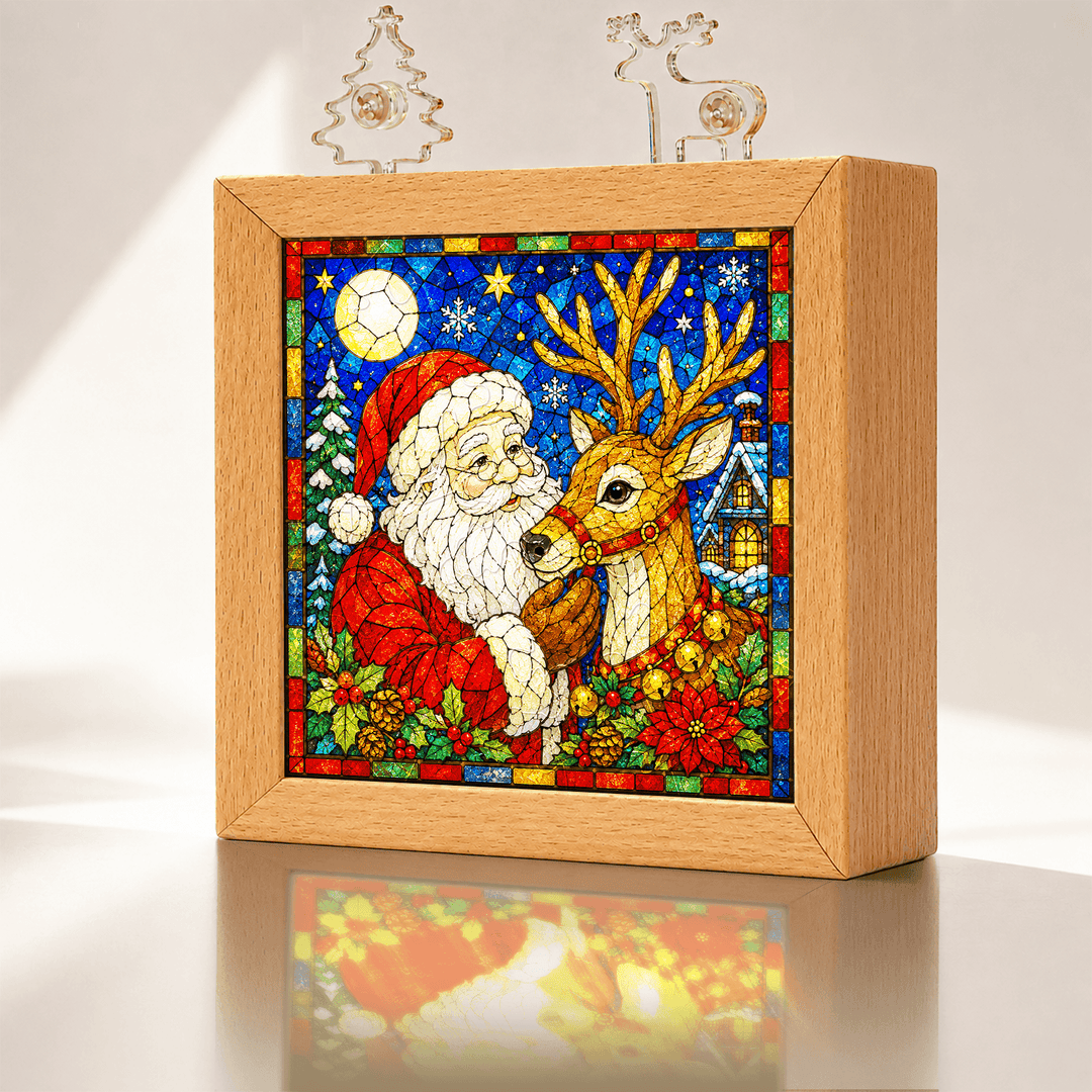Acrylic Puzzle Night Light - Santa Claus and Reindeer