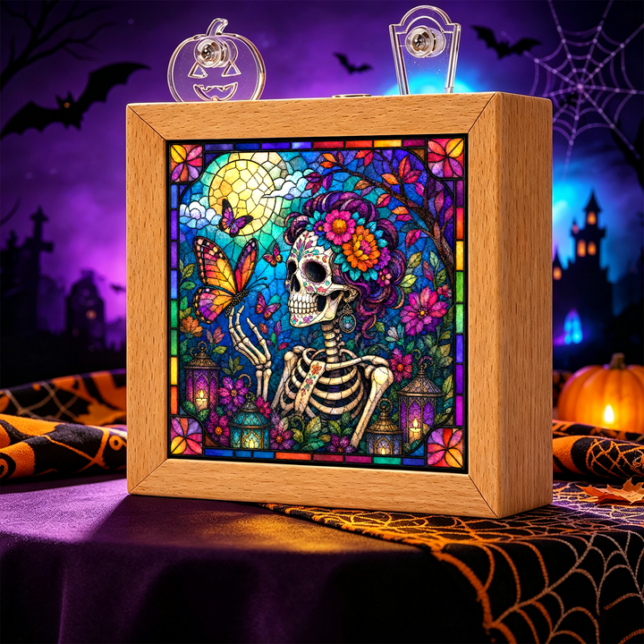 Acrylic Puzzle Night Light - Floral Skull