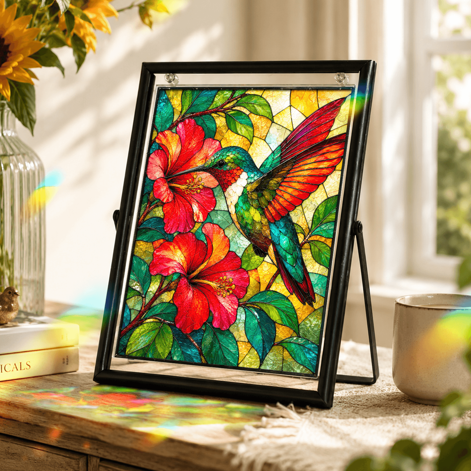 Acrylic Puzzle Art Piece - Emerald Flame Hummingbird