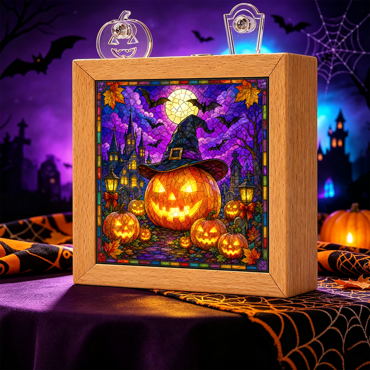 Acrylic Puzzle Night Light - Witch Hat Pumpkin