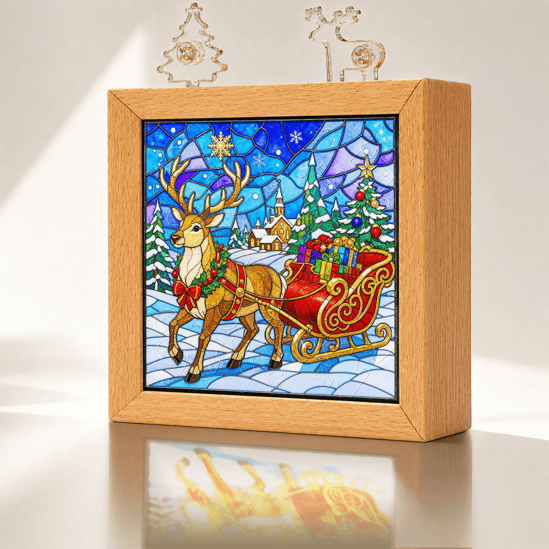 Acrylic Puzzle Night Light - Snowy Reindeer