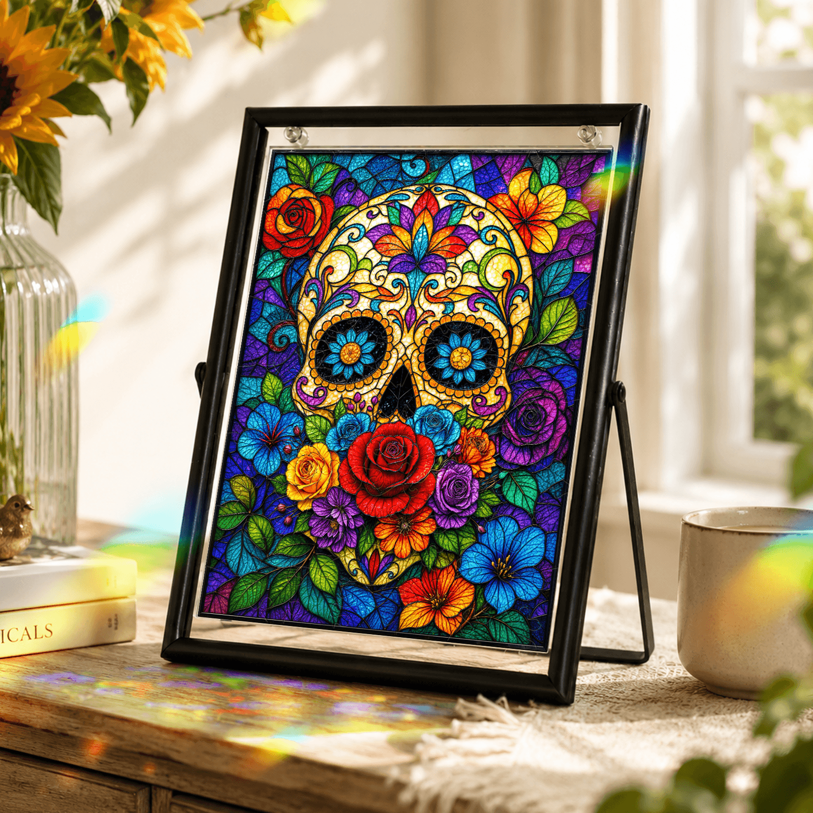 Acrylic Puzzle Art Piece – Colorful Sugar Skull & Floral