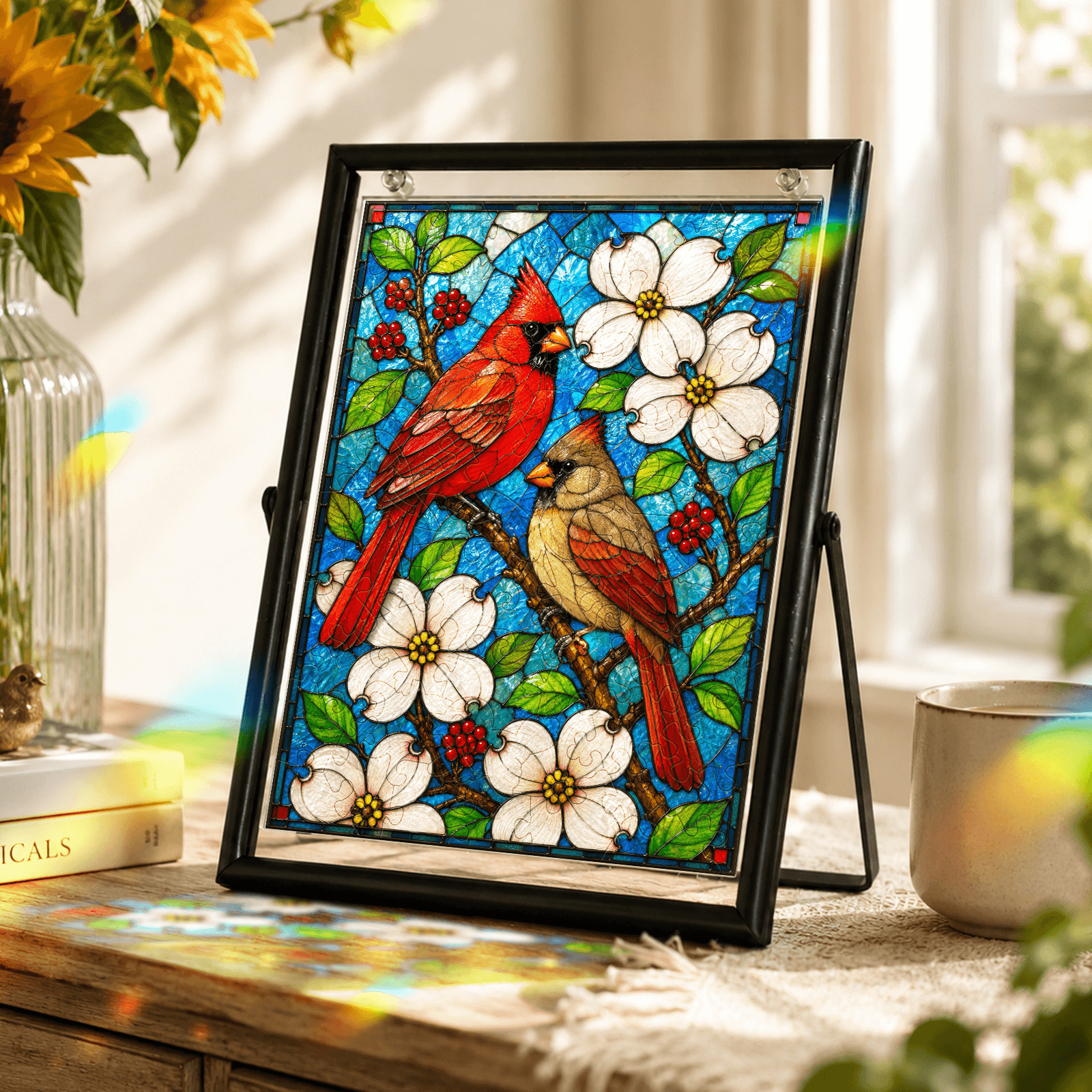 Acrylic Puzzle Art Piece - Cardinal Fiery Red Gem