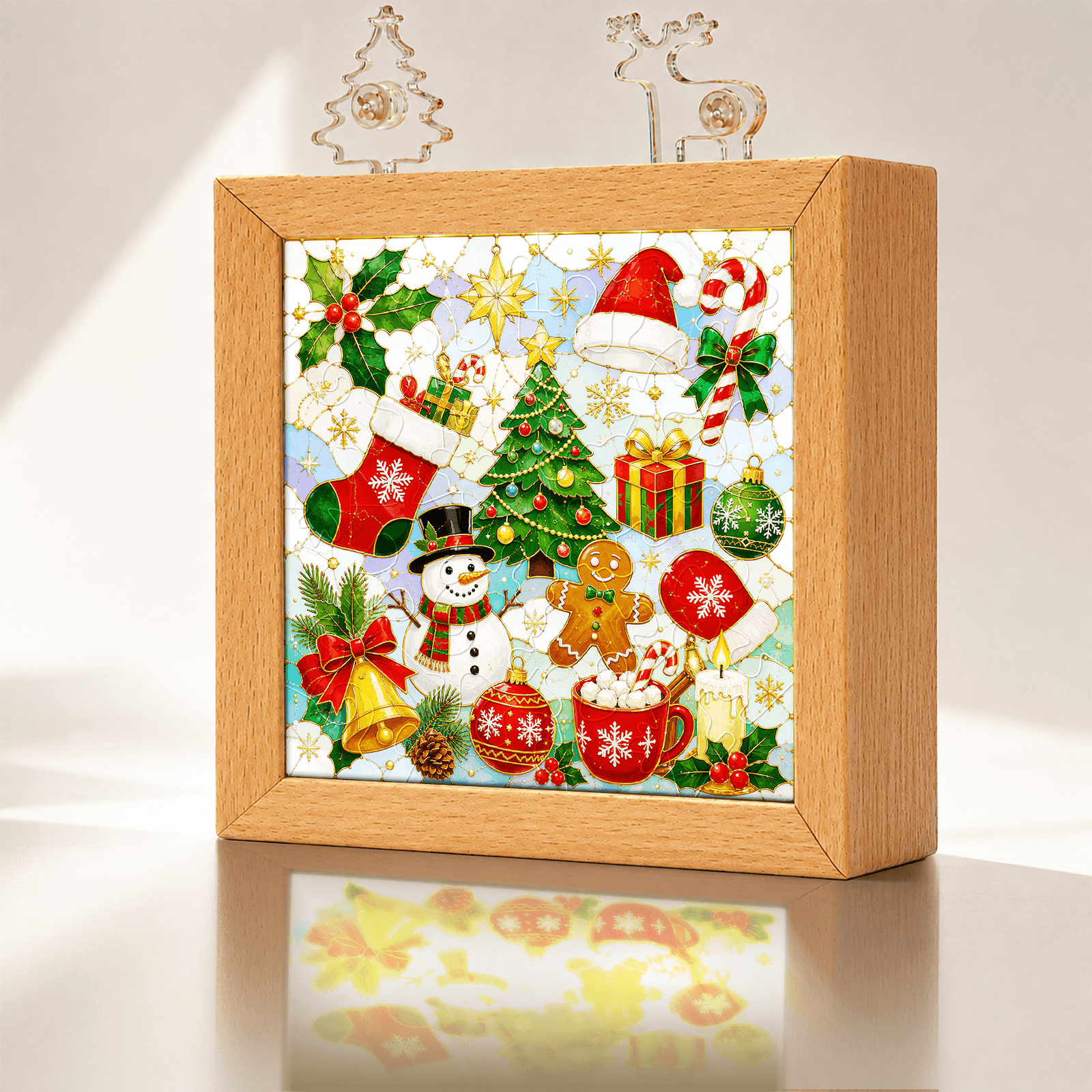 Acrylic Puzzle Night Light - Festive Snowman