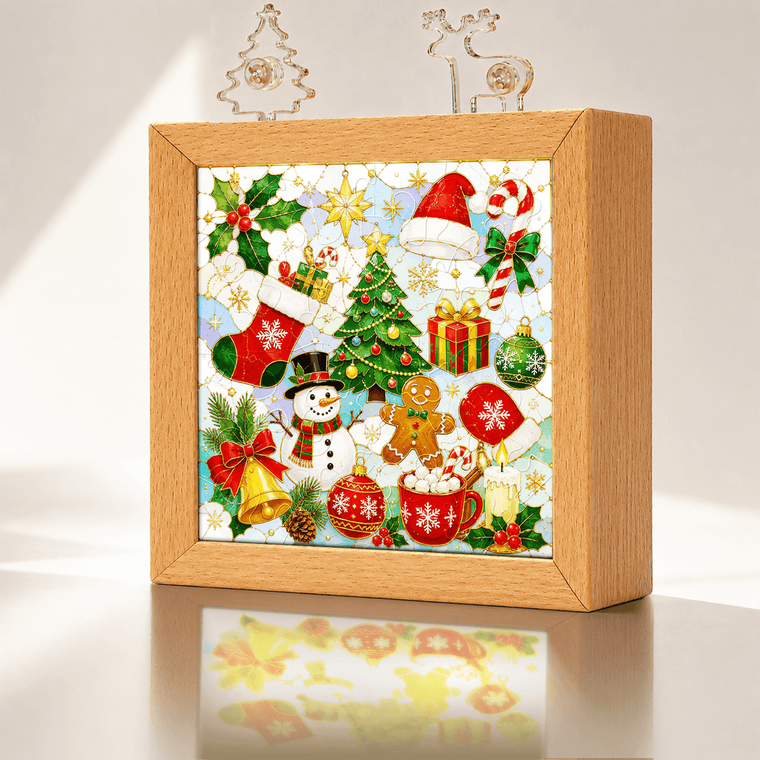 Acrylic Puzzle Night Light - Festive Snowman