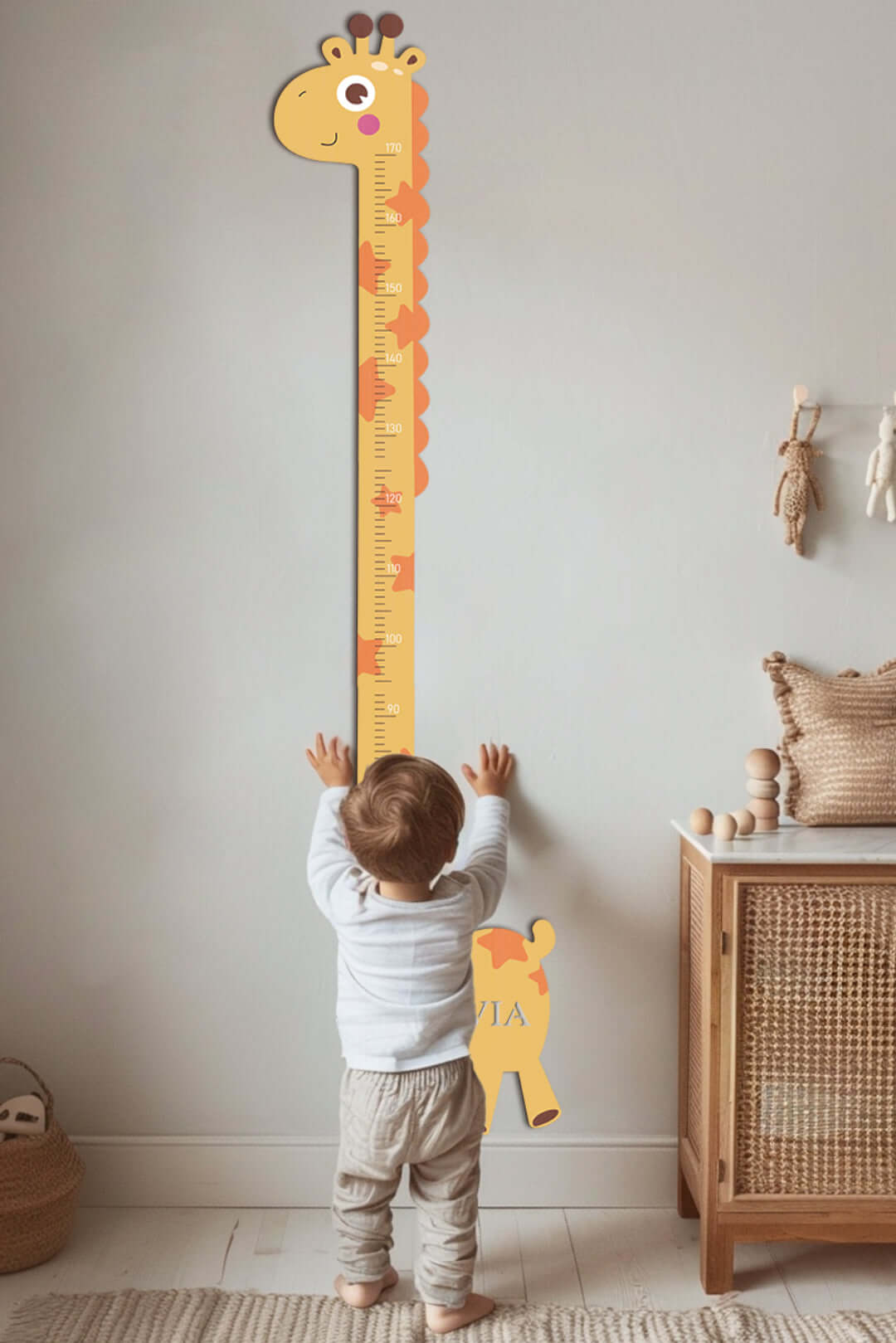 Règle de croissance girafe en bois personnalisée
