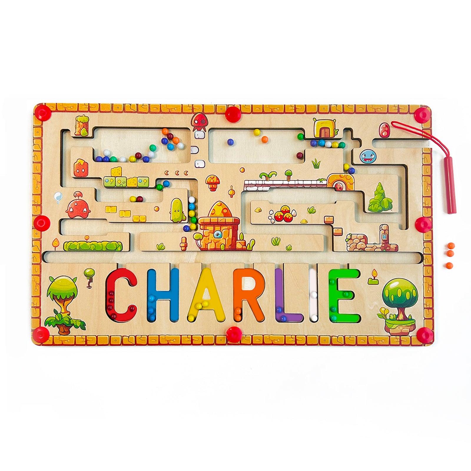 Personalized Baby Name Magnetic Maze Puzzle - Forest