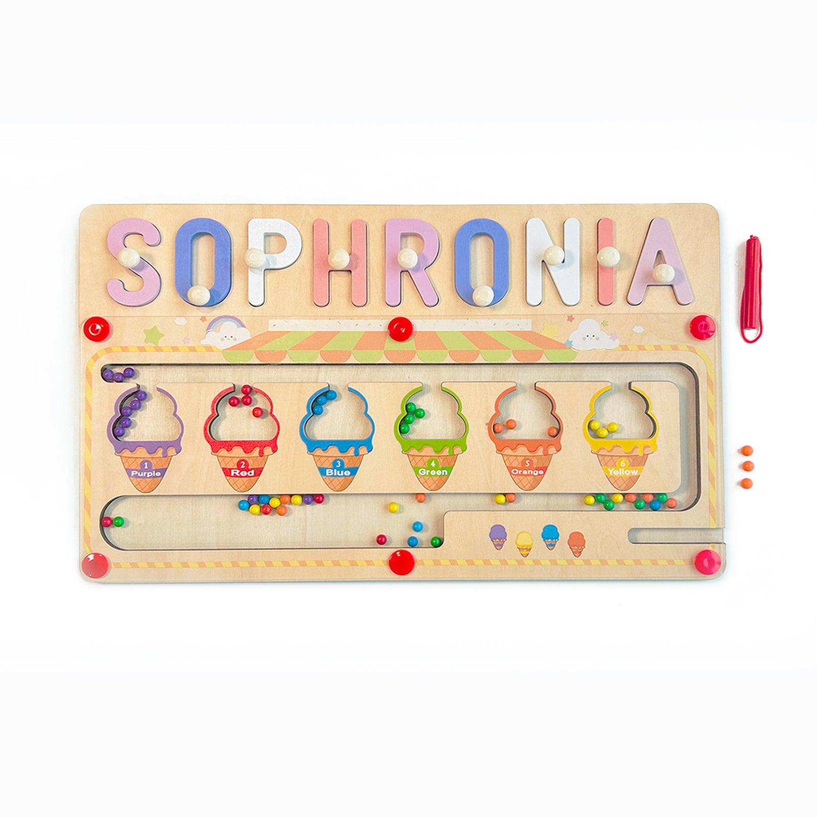 Personalized Baby Name Magnetic Maze Puzzle - Ice Cream