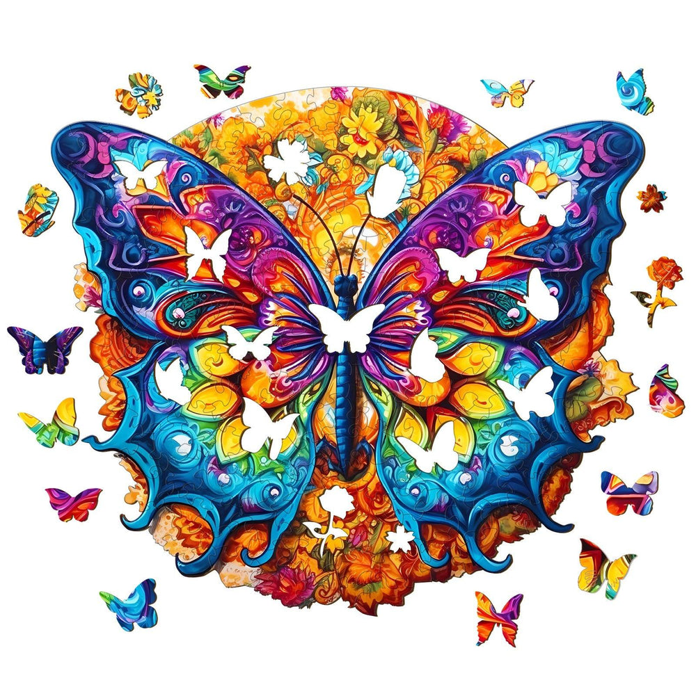 Mandala Butterfly 3 Wooden Jigsaw Puzzle-Woodbests