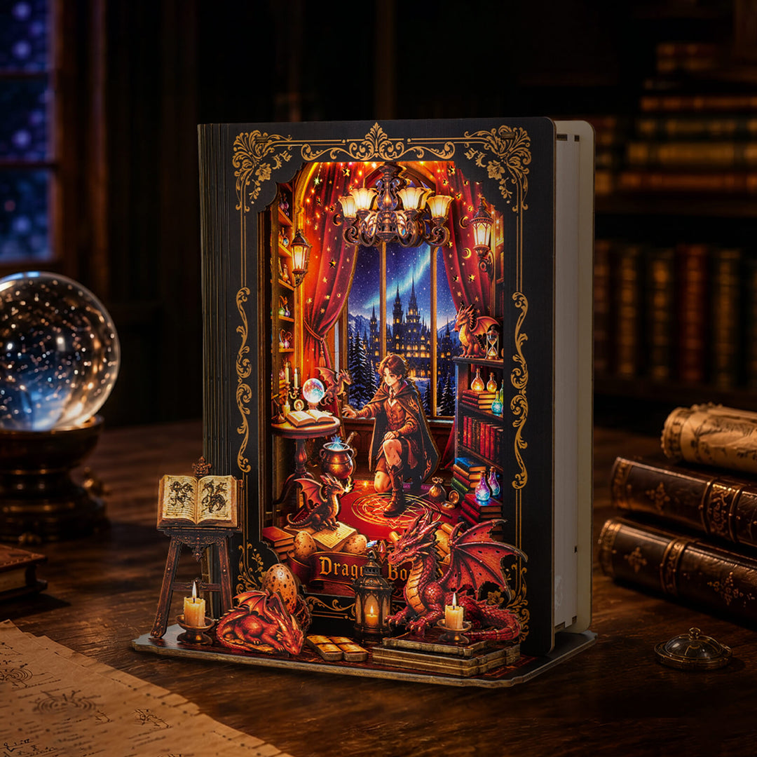 Dragon Covenant Night – DIY Wooden Book Nook Lamp Craft Kit