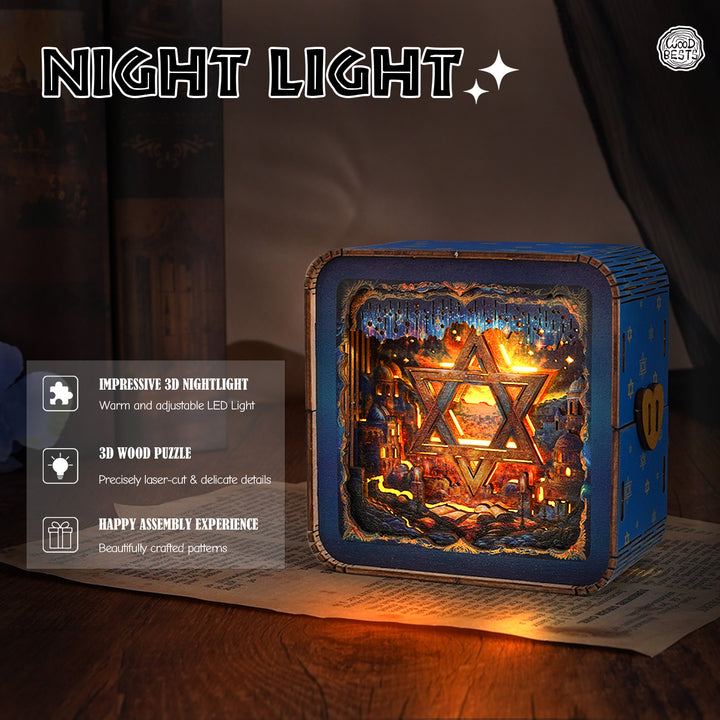 Star of David Kit - 3D Wooden Puzzle Night Light