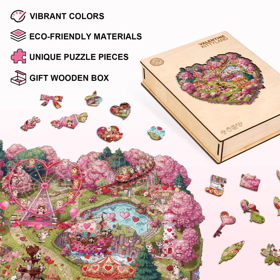 Valentine Kittyland Wooden Jigsaw Puzzle