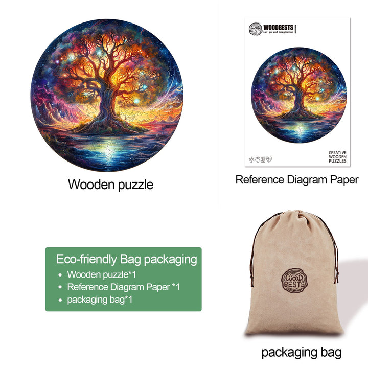 Starry Night Tree of Life Wooden Jigsaw Puzzle-Woodbests