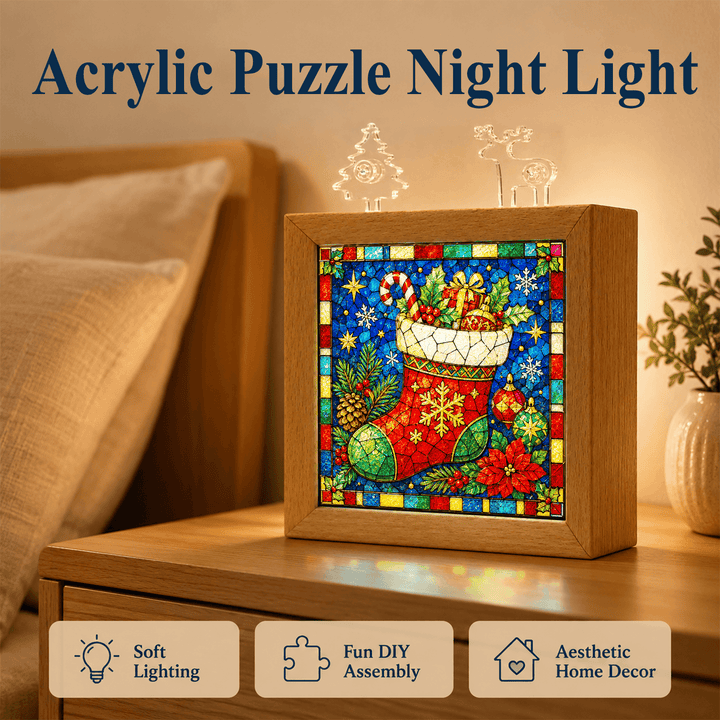 Acrylic Puzzle Night Light - Christmas Stocking for Gifts