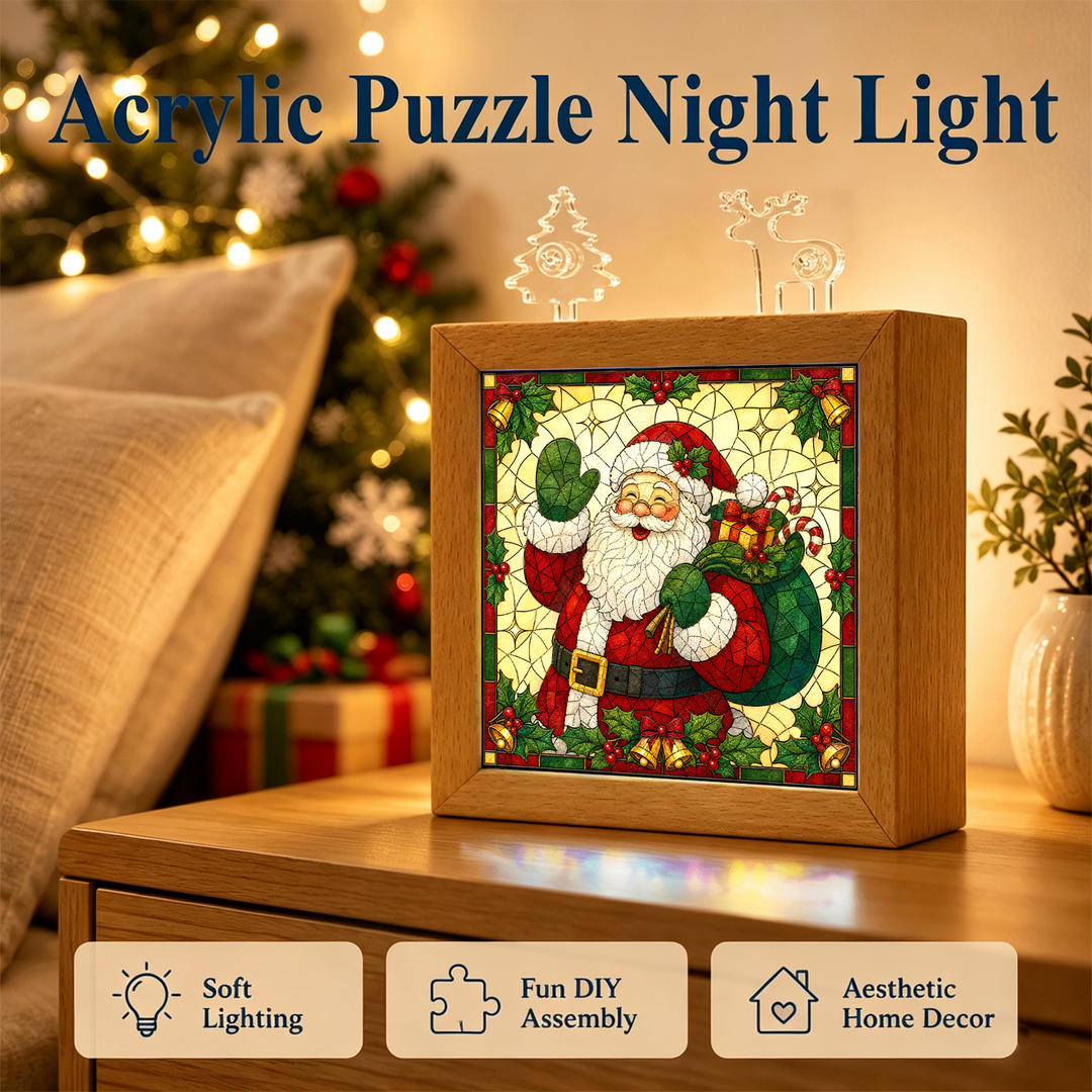 Acrylic Puzzle Night Light - Gift Giving Santa