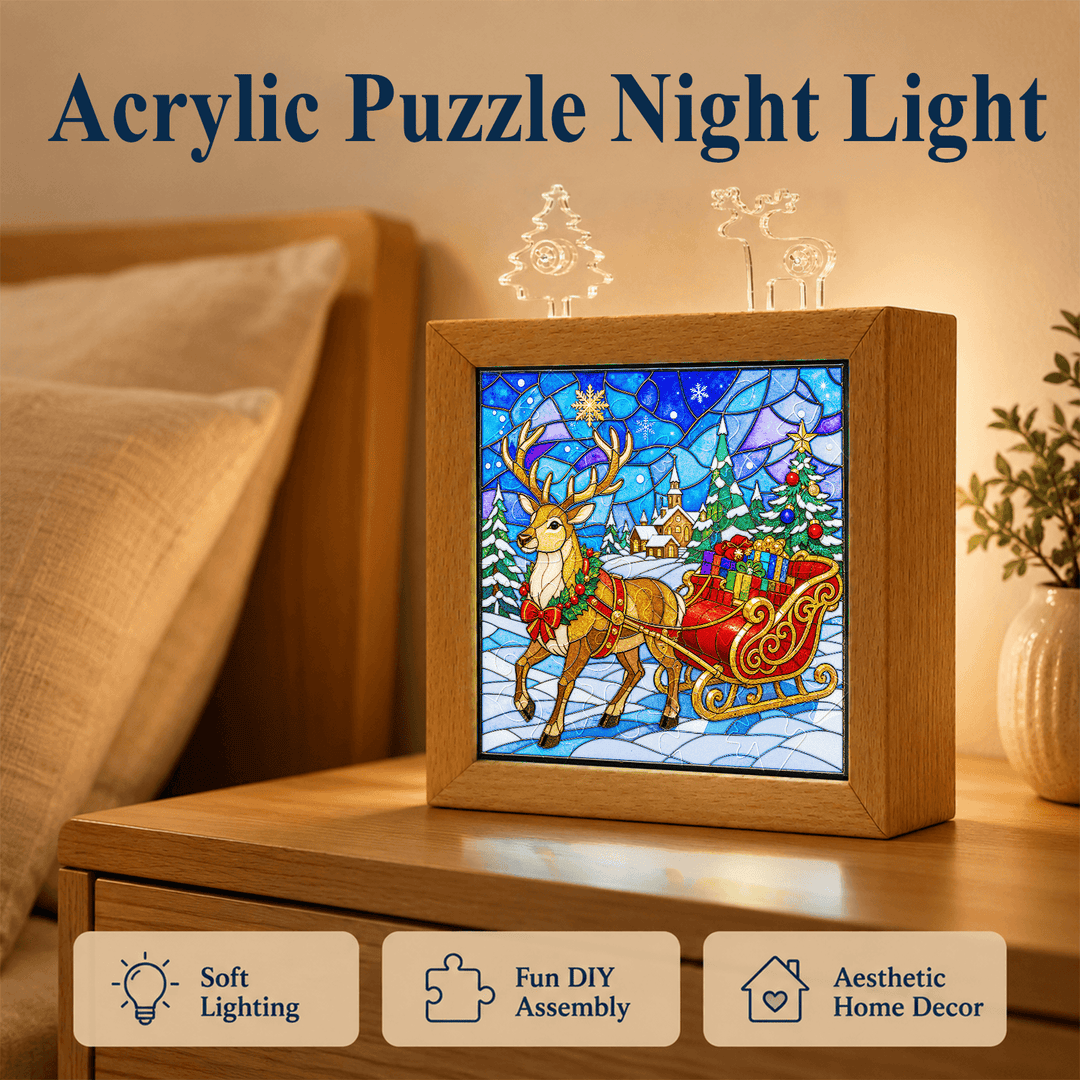 Acrylic Puzzle Night Light - Snowy Reindeer