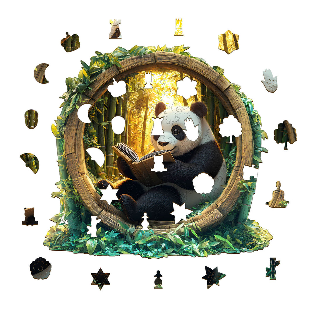 3D Bamboo Grove Scholar Panda Wooden Jigsaw Puzzle