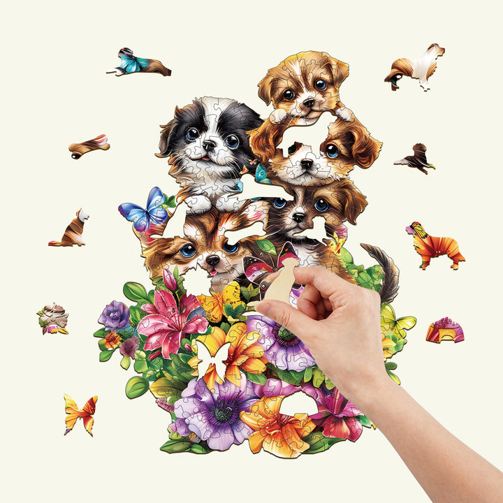 Puzzle en bois de chiens mignons