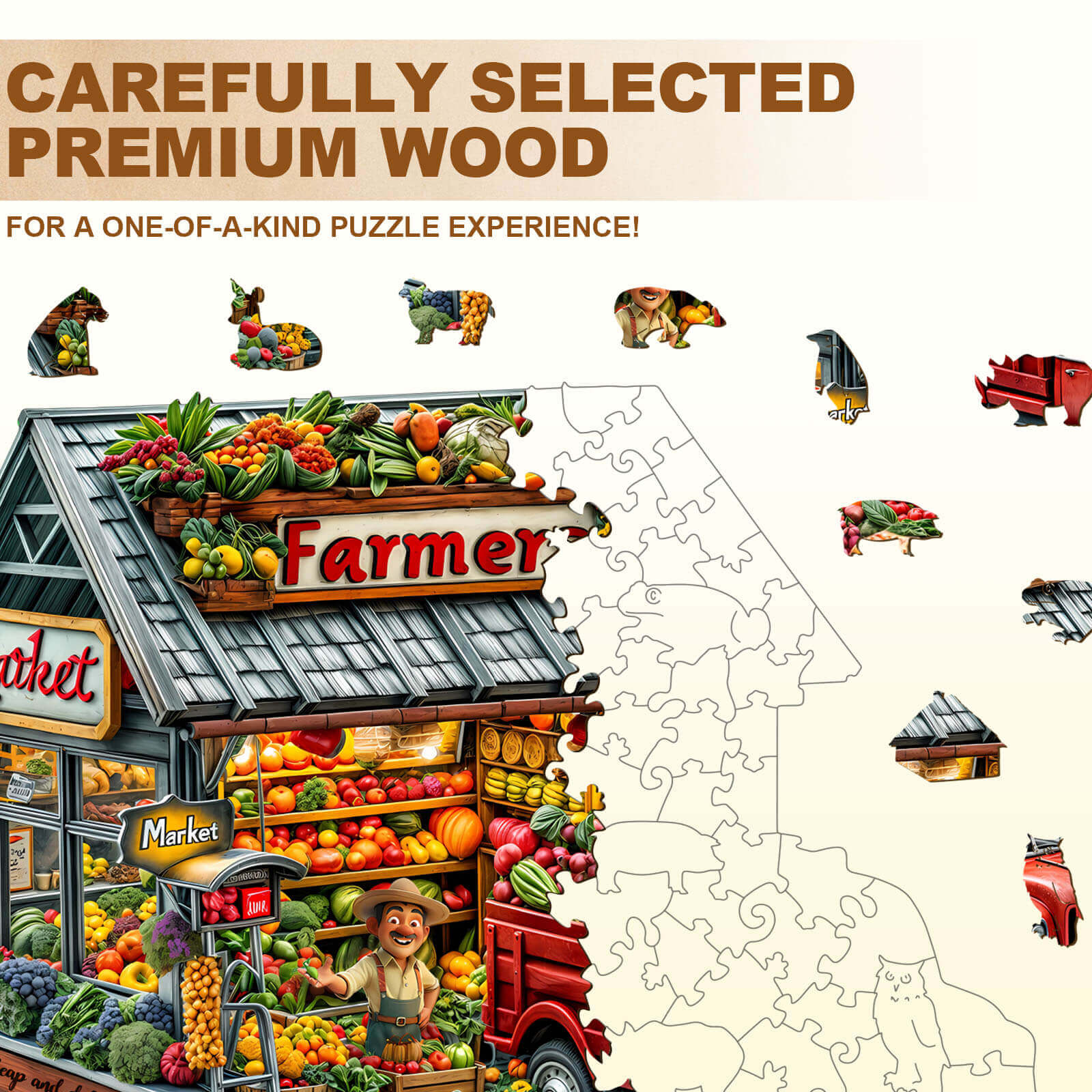 Farmers Market Wooden Jigsaw Puzzle