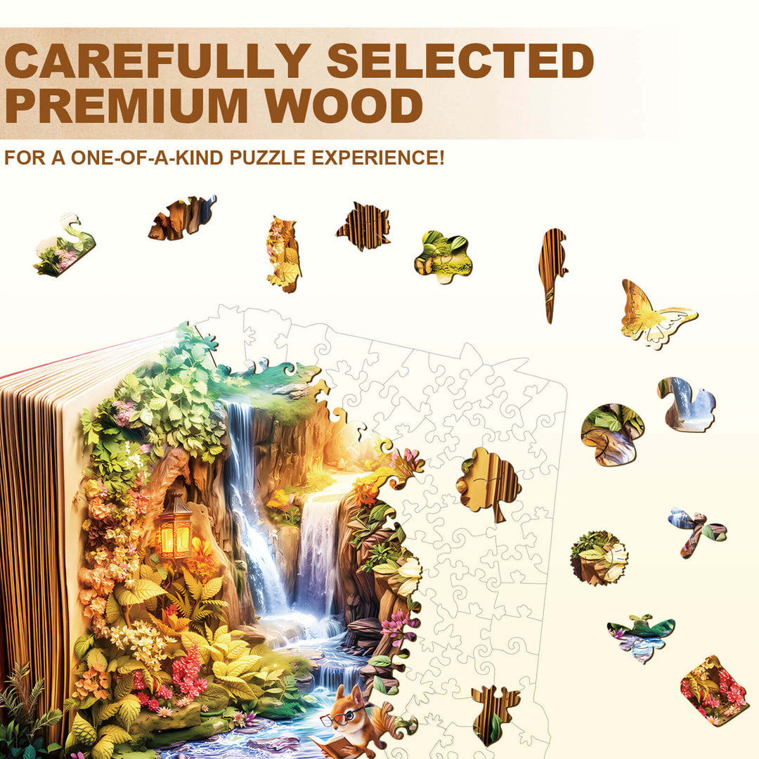 Paysage dans le livre Puzzle en bois
