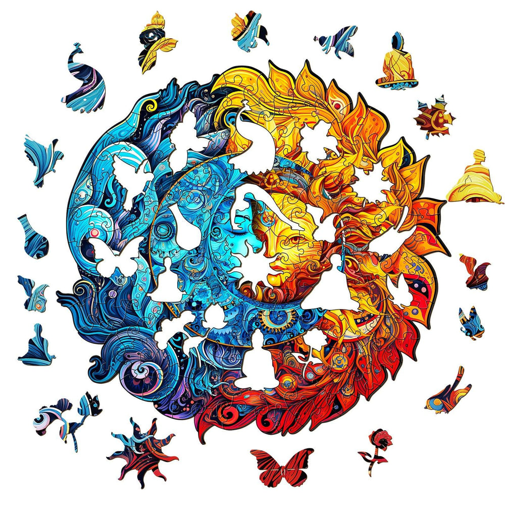 Sun And Moon Wooden Jigsaw Puzzle-Woodbests