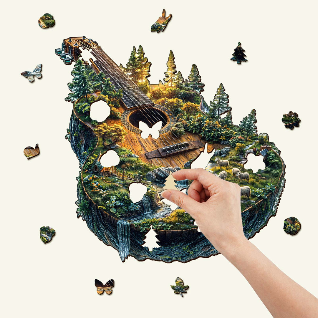 Rompecabezas de madera en forma de guitarra Forest