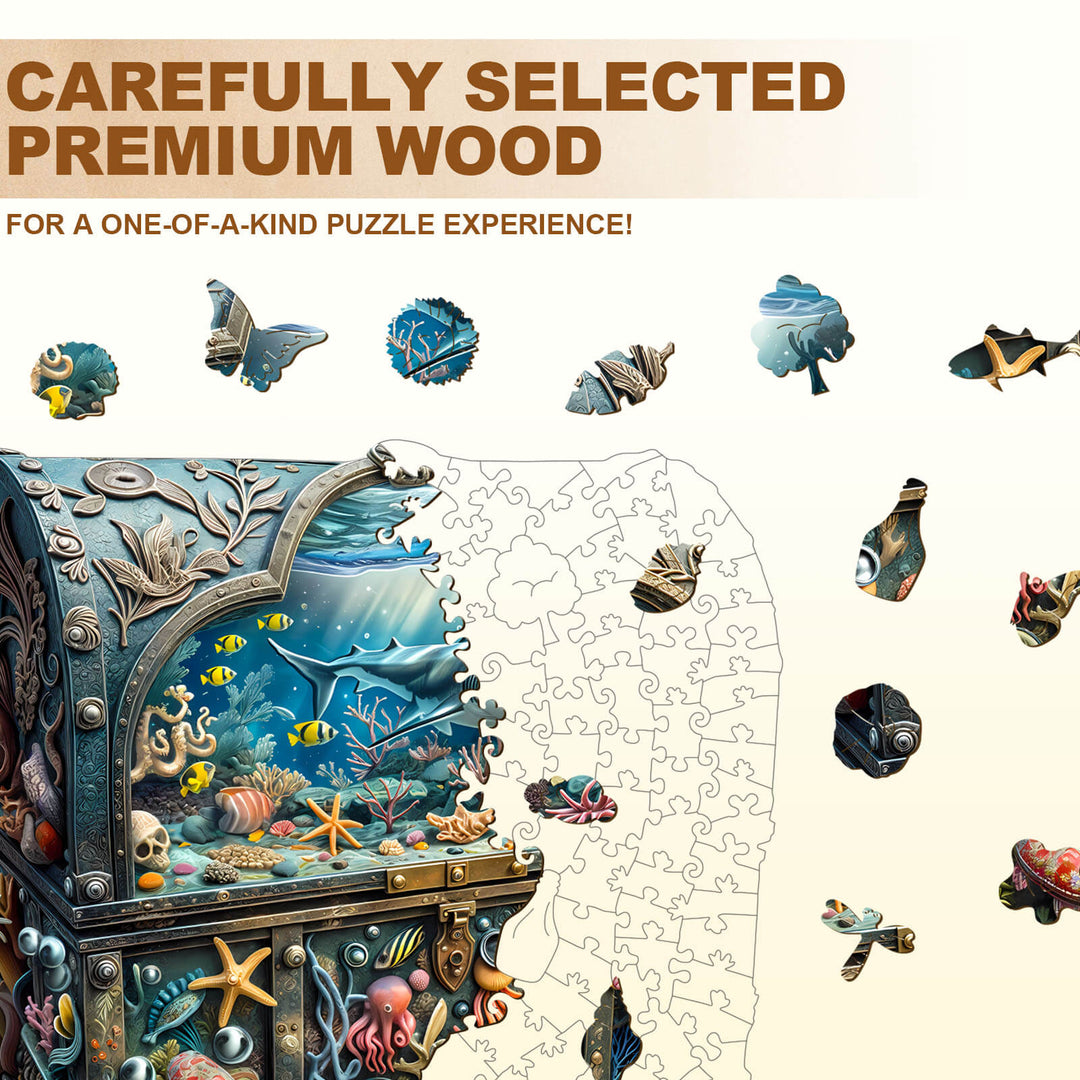 3D Treasure Chest Ocean-2 Wooden Jigsaw Puzzle