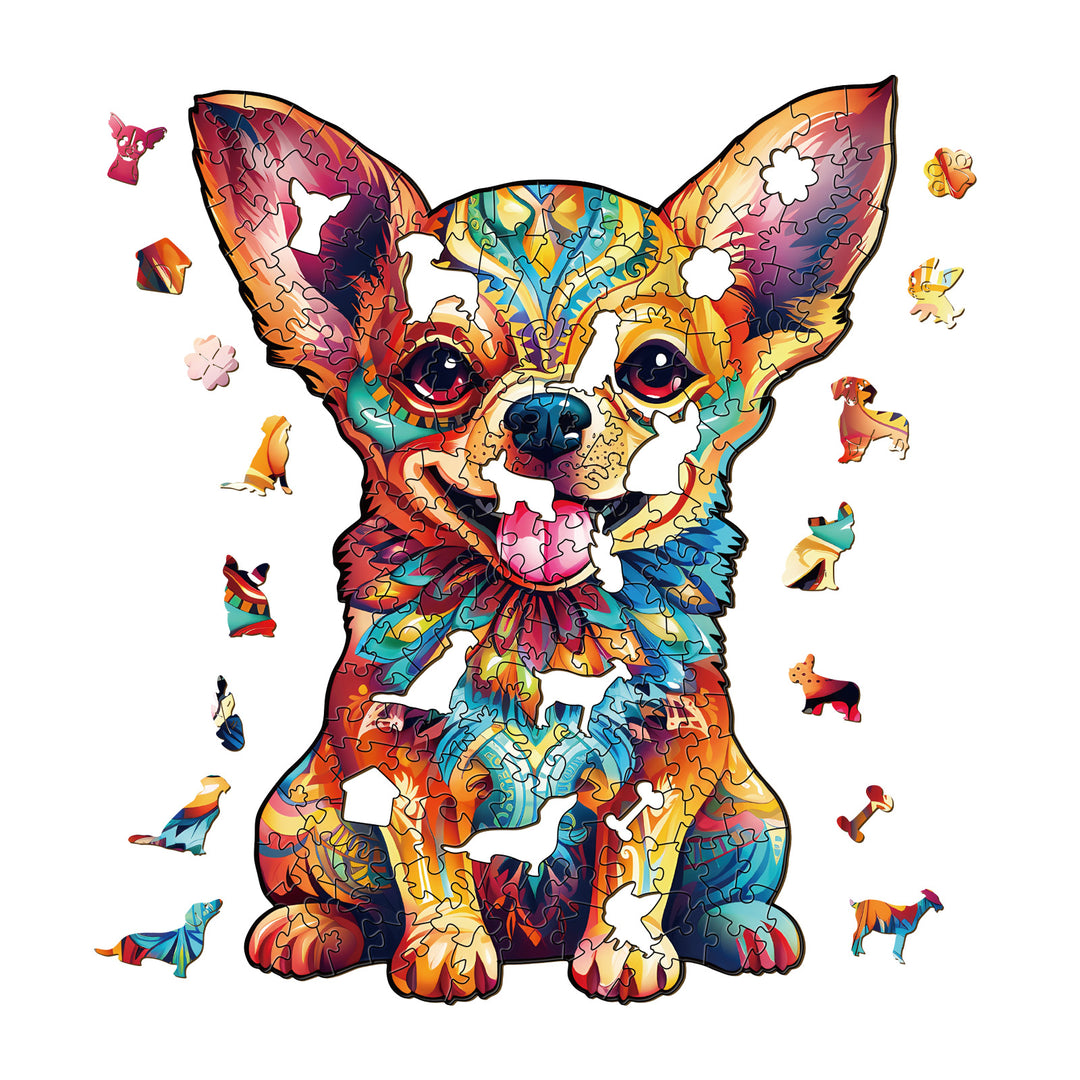 Cute Chihuahua Wooden Jigsaw Puzzle-Woodbests