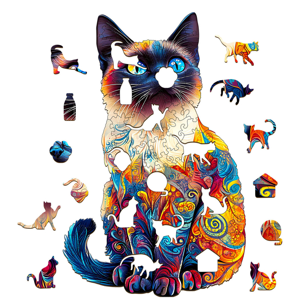 Siamese Cat-2 Wooden Jigsaw Puzzle