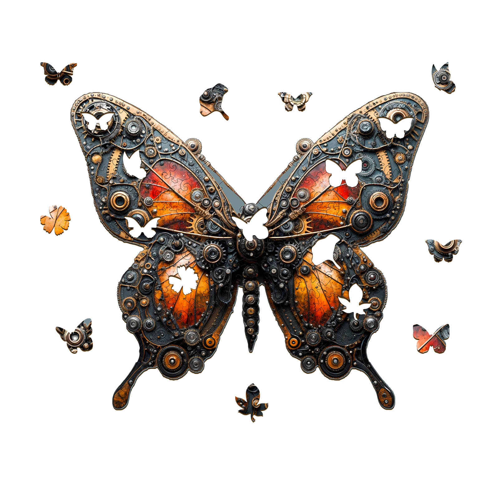 3D Mechanical Butterfly Wooden Jigsaw Puzzle featuring intricate design and vibrant colors, ideal for puzzle enthusiasts.