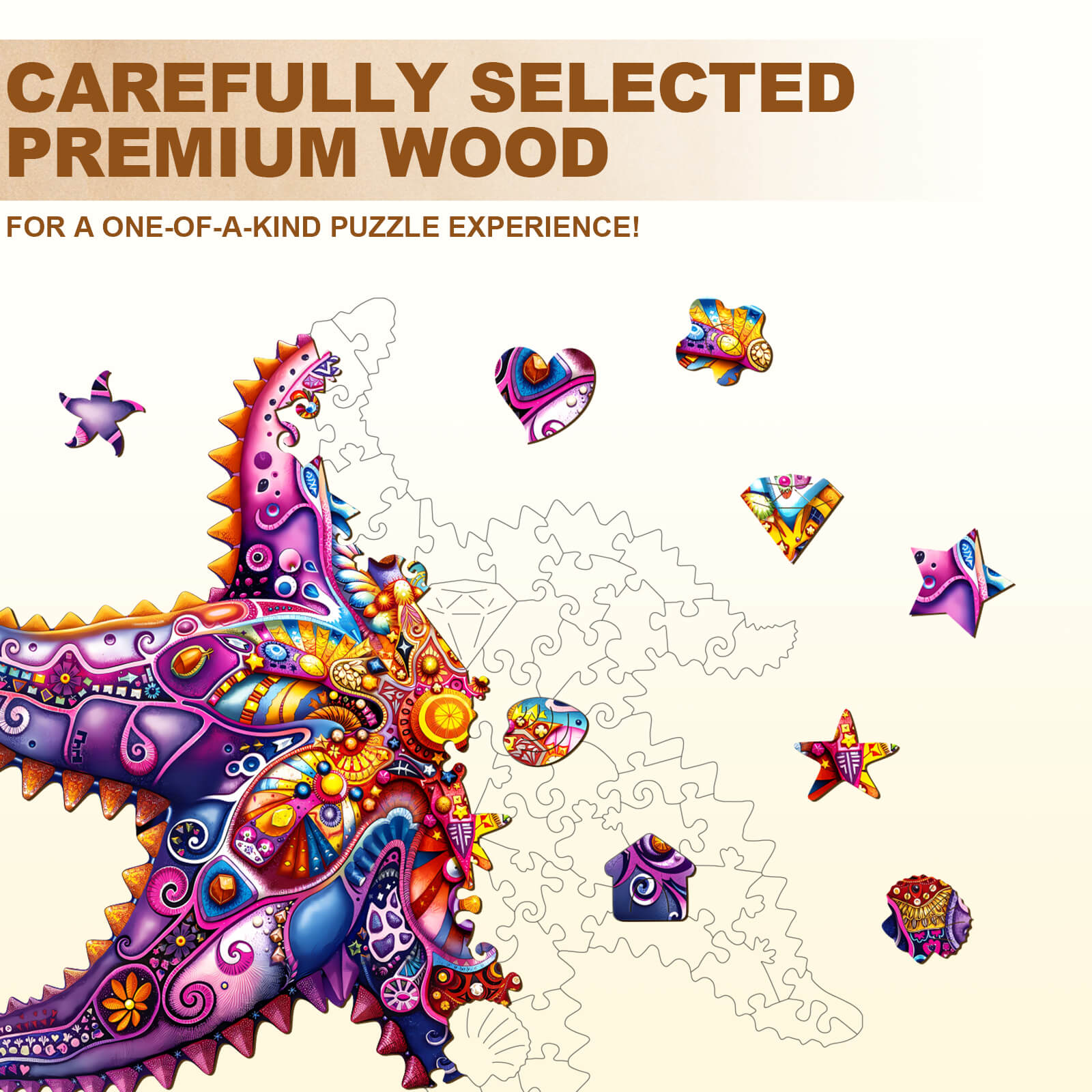 Mandala Starfish Wooden Jigsaw Puzzle