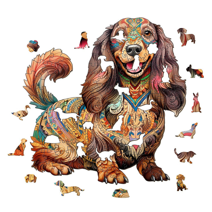 Long-haired Dachshund 1 Wooden Jigsaw Puzzle