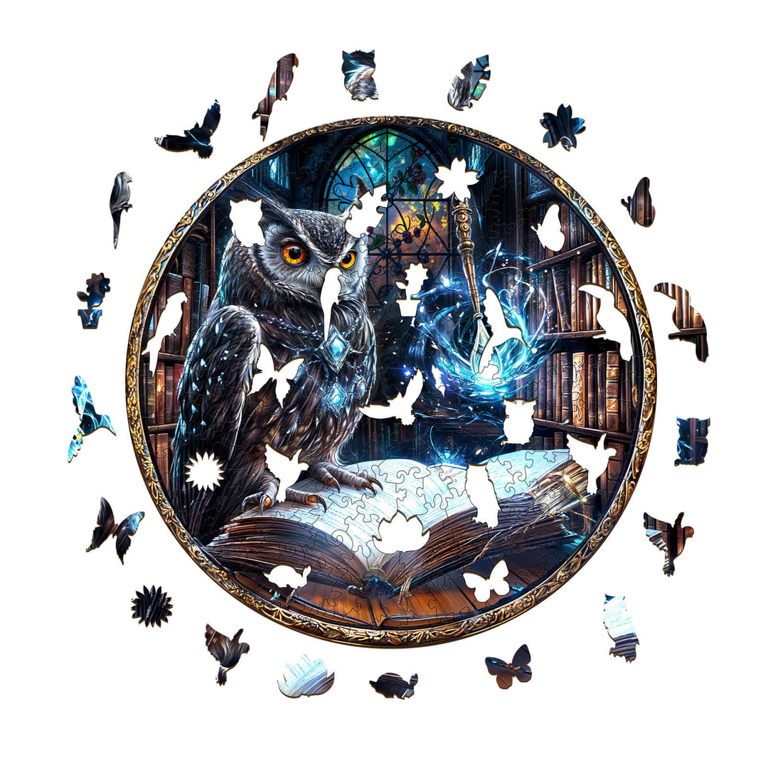 Library Owl Wooden Jigsaw Puzzle