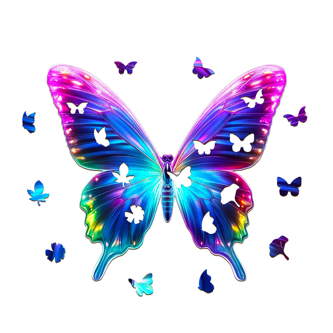 Fluorescent Butterfly Wooden Jigsaw Puzzle