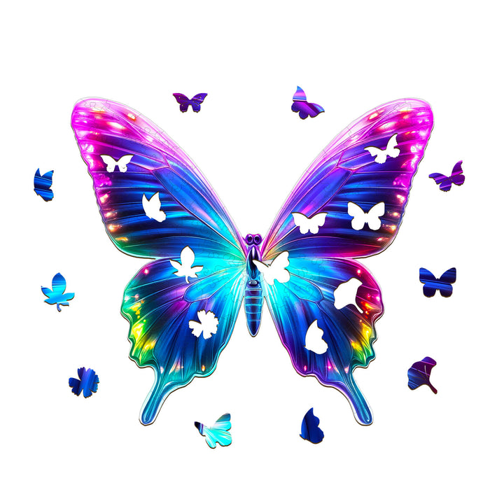 Fluorescent Butterfly Wooden Jigsaw Puzzle - Woodbests