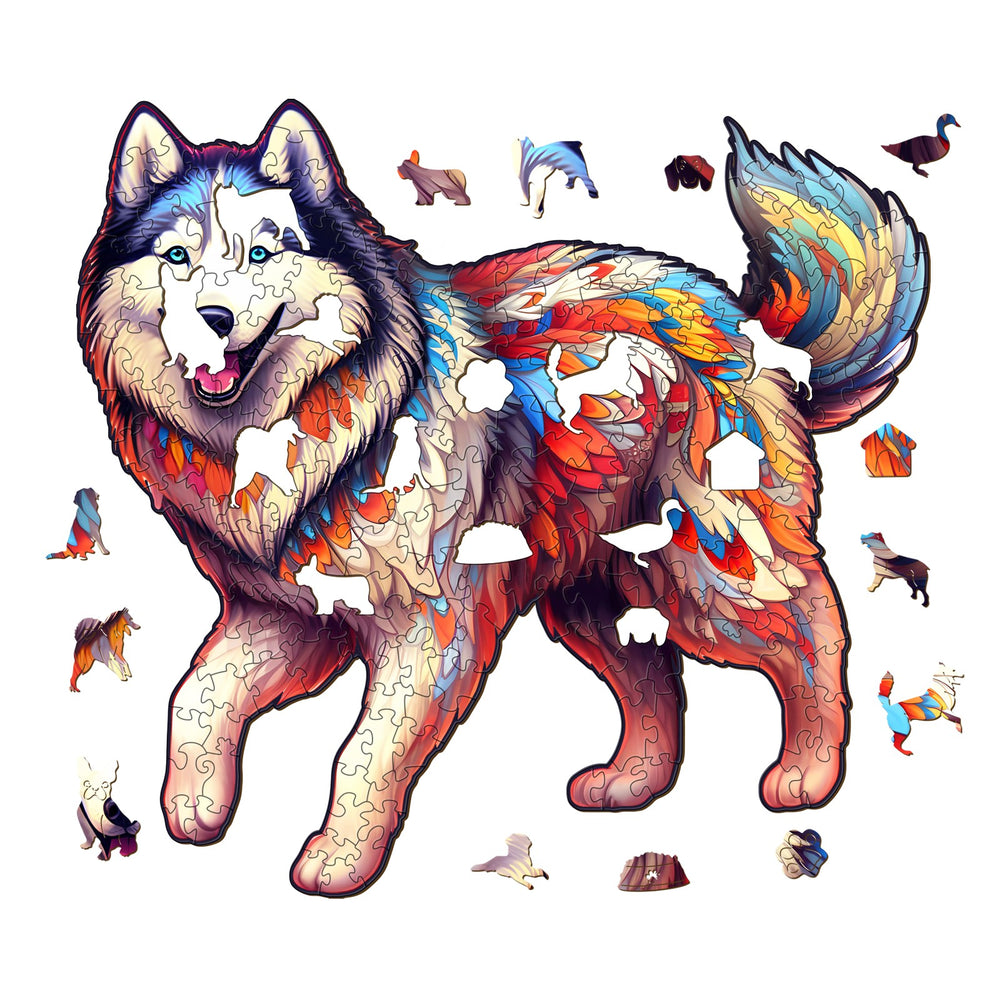 Husky Dog Wooden Jigsaw Puzzle-Woodbests