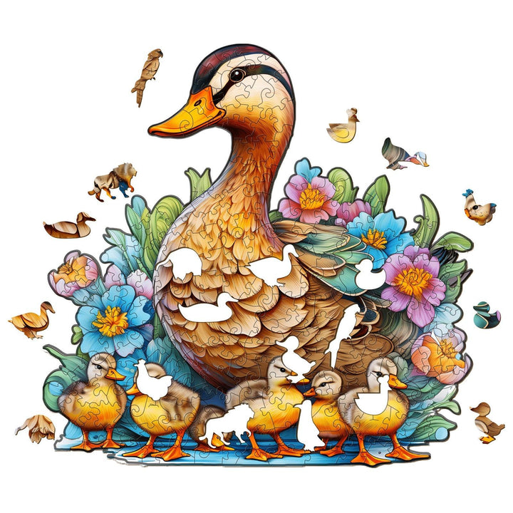 Mother Duck And Ducklings Wooden Jigsaw Puzzle