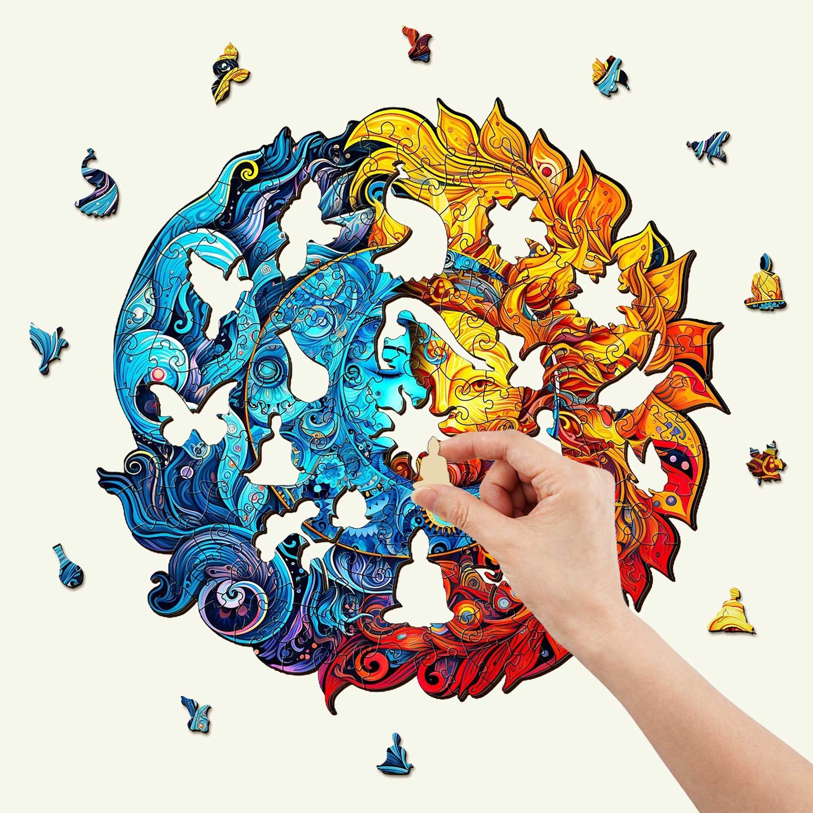 Soleil et Lune Puzzle en bois